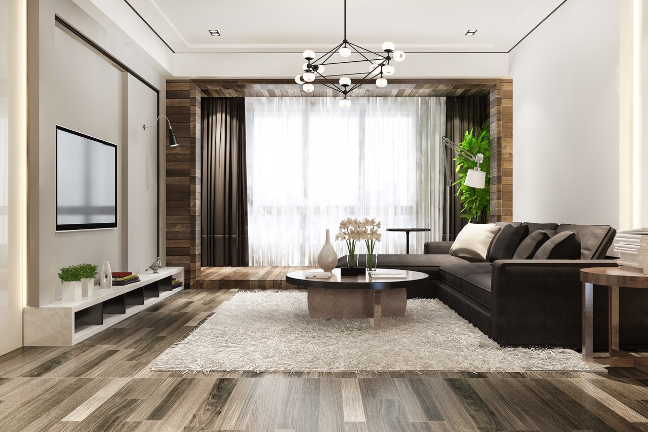 Luxury hardwood living room